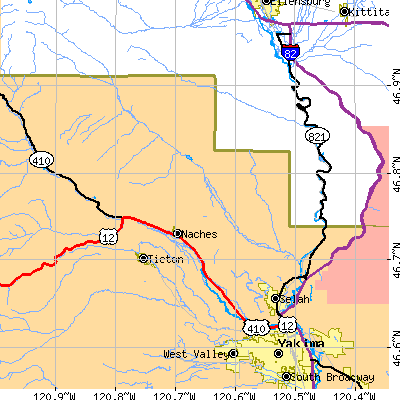 Zip code 98942 close-up map