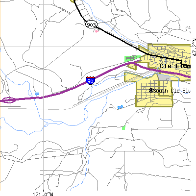 Zip code 98943 close-up map