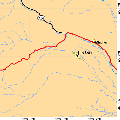 Zip code 98947 close-up map