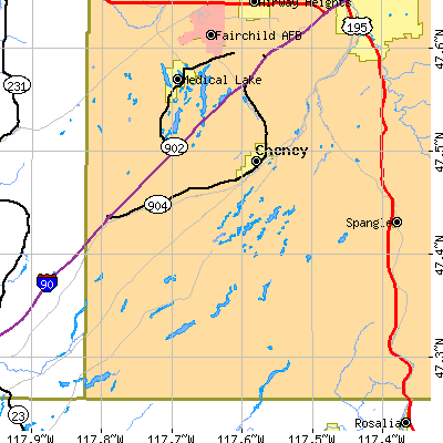 Zip code 99004 close-up map