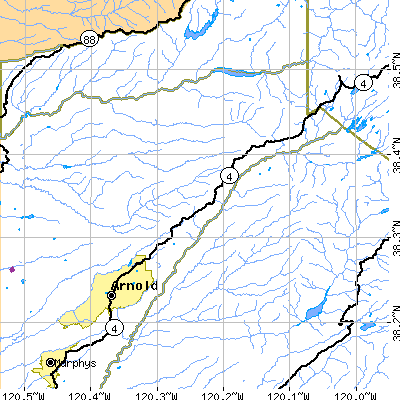 Zip code 95223 close-up map