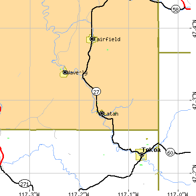 Zip code 99018 close-up map