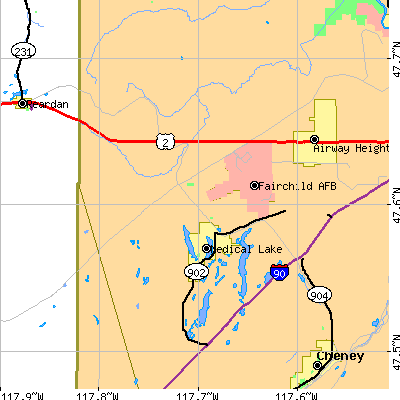 Zip code 99022 close-up map