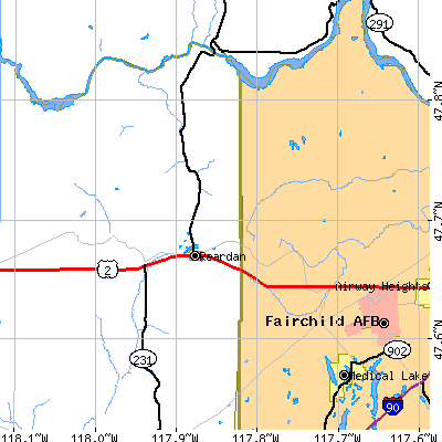 Zip code 99029 close-up map