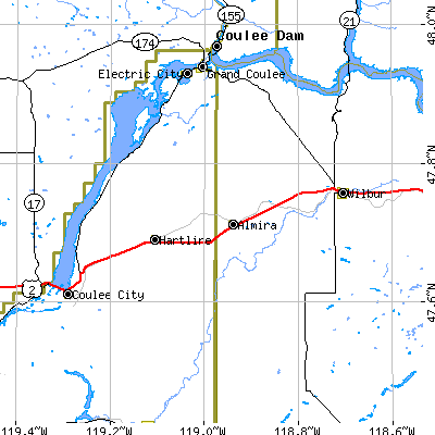 Zip code 99103 close-up map