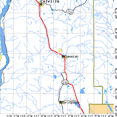 Zip code 99109 close-up map