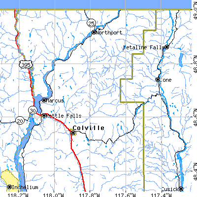 Zip code 99114 close-up map