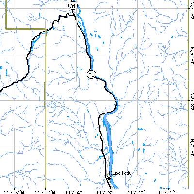 Zip code 99119 close-up map