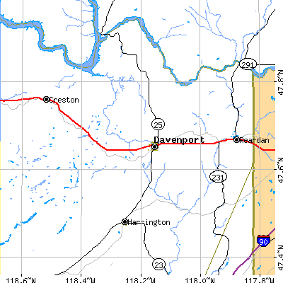 Zip code 99122 close-up map
