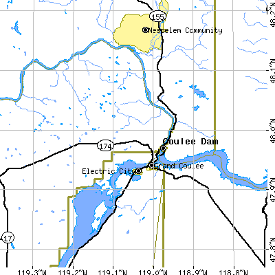 Zip code 99133 close-up map
