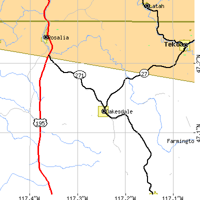 Zip code 99158 close-up map