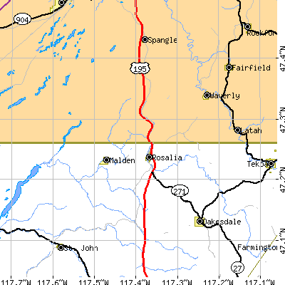 Zip code 99170 close-up map