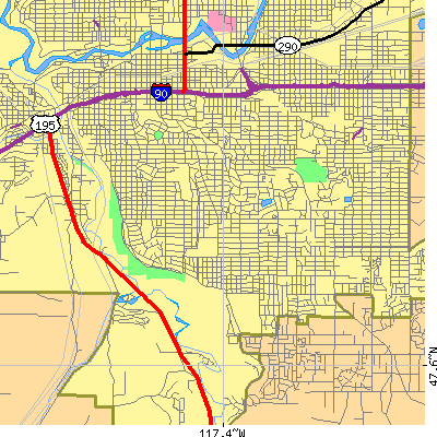 Zip code 99203 close-up map