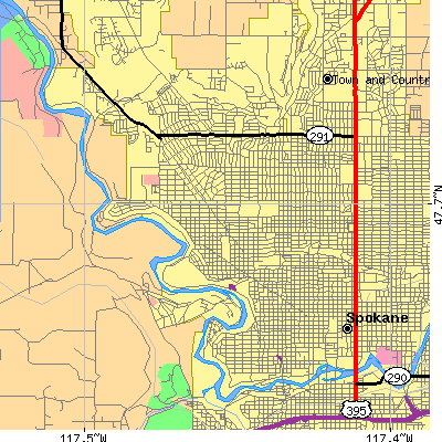 Zip code 99205 close-up map
