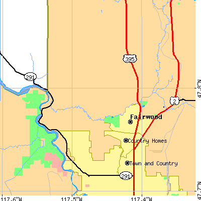 Zip code 99208 close-up map