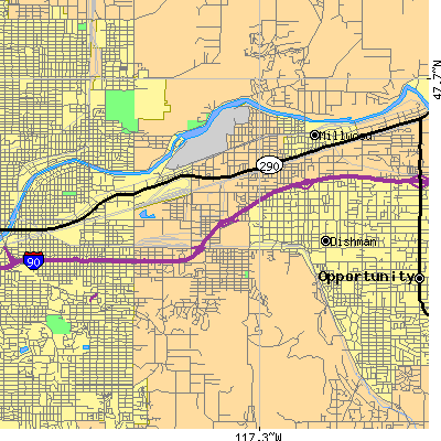 Zip code 99212 close-up map