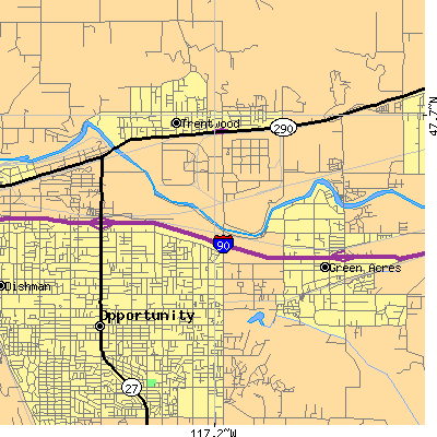 Zip code 99216 close-up map