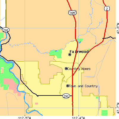 Zip code 99218 close-up map