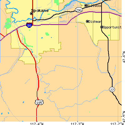 Zip code 99223 close-up map