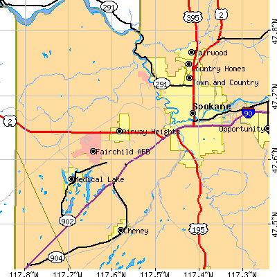 Zip code 99224 close-up map