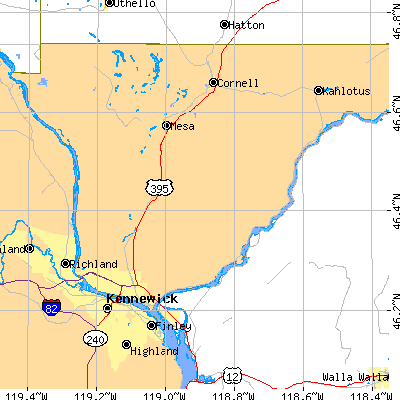 Zip code 99301 close-up map
