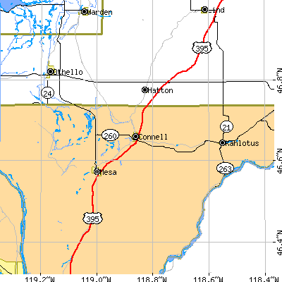 Zip code 99326 close-up map