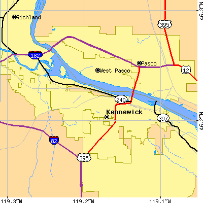 Zip code 99336 close-up map