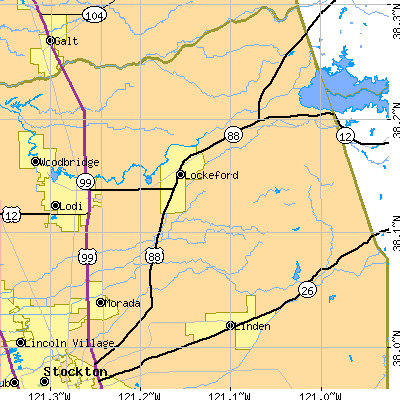 Zip code 95240 close-up map