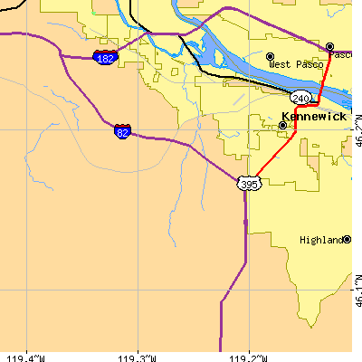 Zip code 99338 close-up map