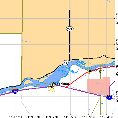 Zip code 99345 close-up map