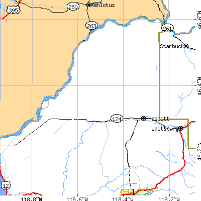 Zip code 99348 close-up map