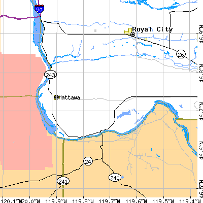 Zip code 99349 close-up map
