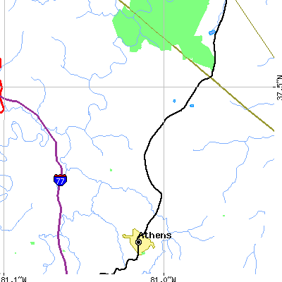 Zip code 24712 close-up map