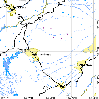 Zip code 95249 close-up map