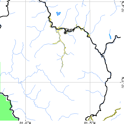 Zip code 24836 close-up map