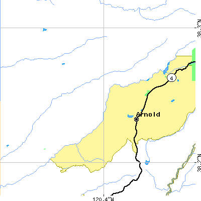 Zip code 95250 close-up map