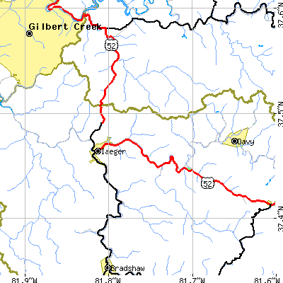 Zip code 24844 close-up map