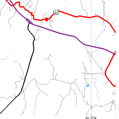 Zip code 24916 close-up map