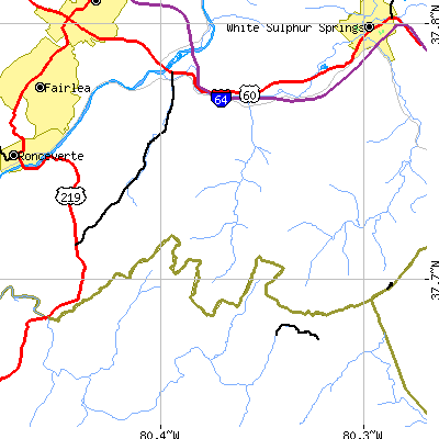 Zip code 24925 close-up map