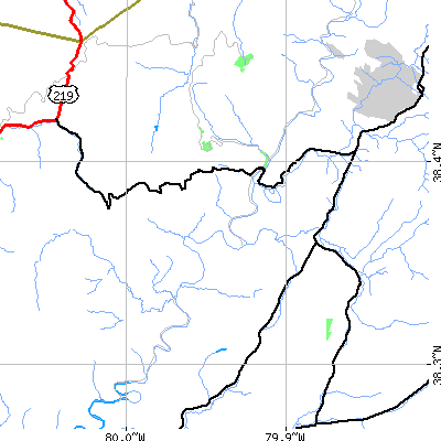 Zip code 24927 close-up map