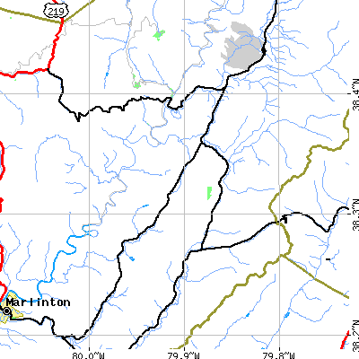 Zip code 24934 close-up map
