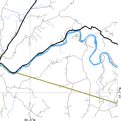 Zip code 24936 close-up map