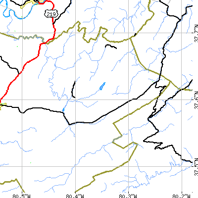 Zip code 24941 close-up map