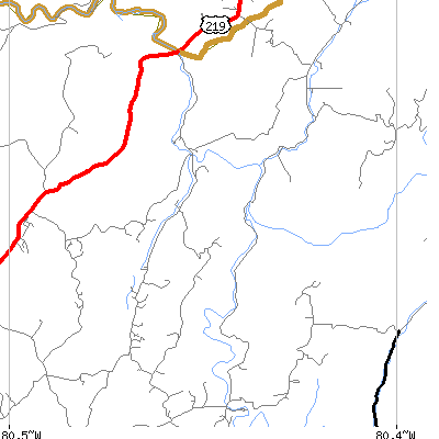 Zip code 24974 close-up map
