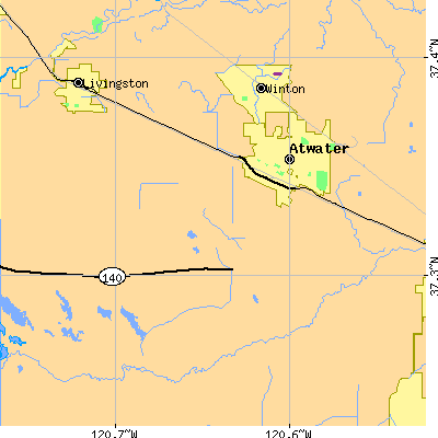 Zip code 95301 close-up map