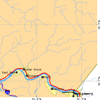 Zip code 25039 close-up map