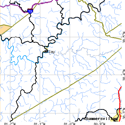 Zip code 25043 close-up map