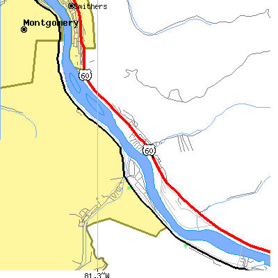 Zip code 25139 close-up map