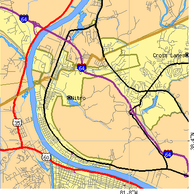 Zip code 25143 close-up map
