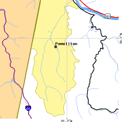 Zip code 25161 close-up map